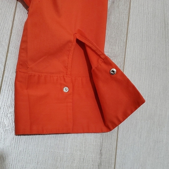 7TH AVENUE NY&COMPANY BUTTON DOWN SHIRT, Sz M, ORANGE, SHORT SLEEVE, STRETCH - Picture 11 of 13